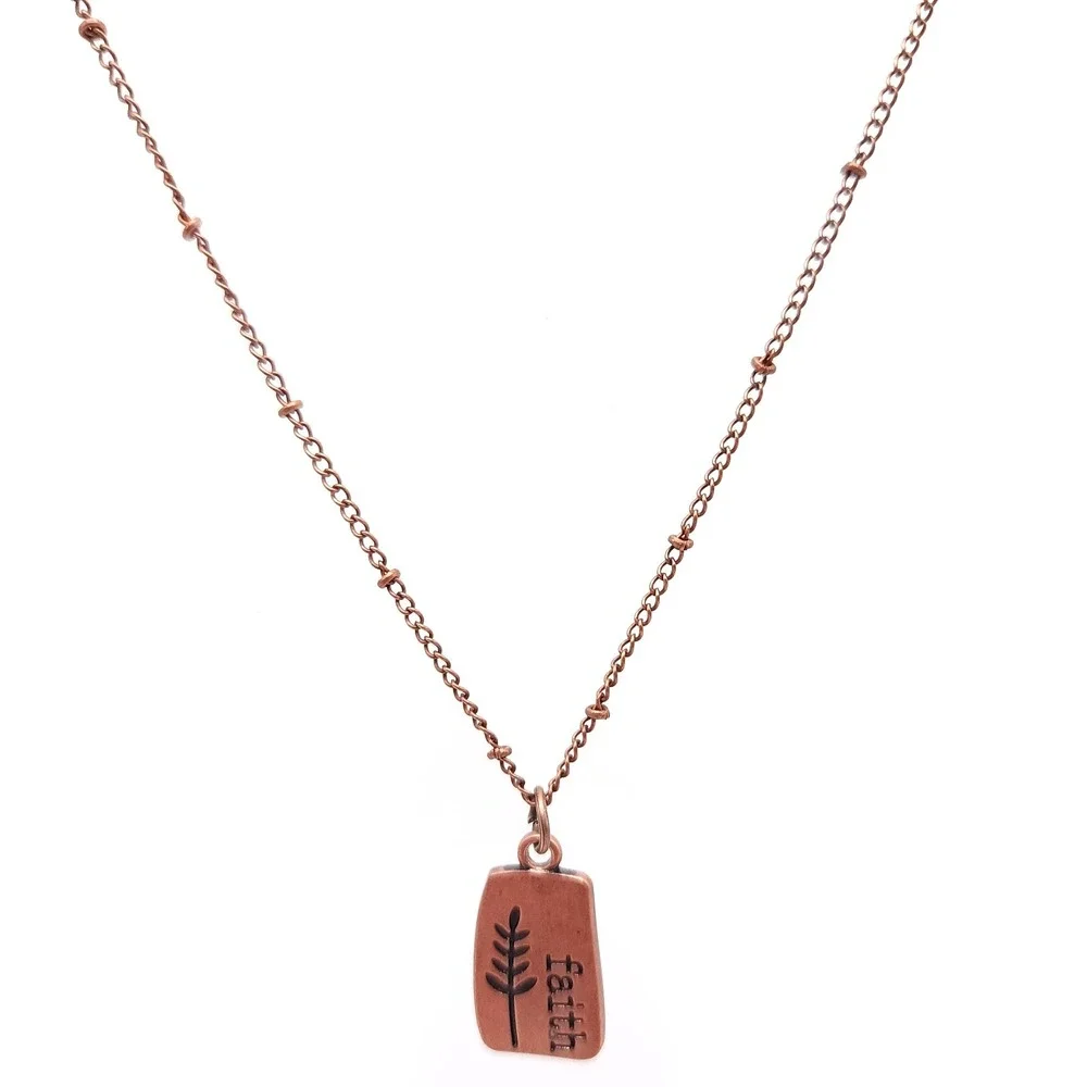 Copper Tone Faith Over Fear Necklace Inspirational Pendant Jewelry - Picture 5 of 5